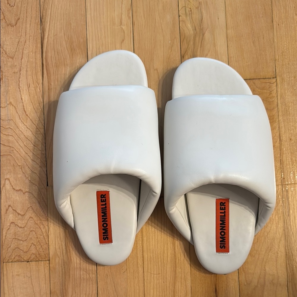 Simon Miller White Leather Bubble Slide Sandals 37